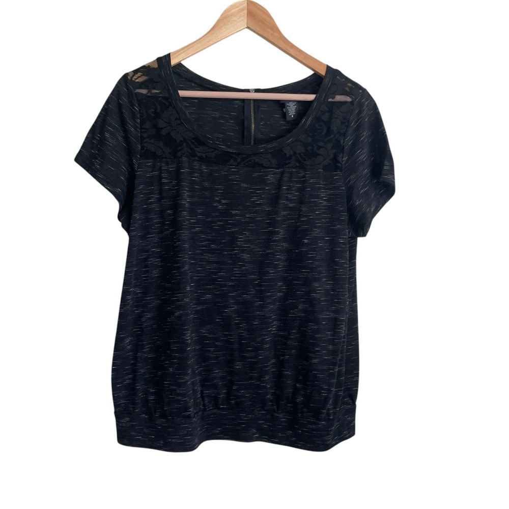 Torrid Women Top L Space Dye Black Lace Bodice Witchy Whimsigoth Y2K Rocker